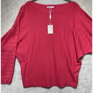 Vila Milano Sweater Womens Size Large, Hot Pink Soft Sweater Dolman Sleeve NWT
